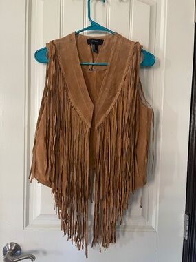 Suede leather fringe vest